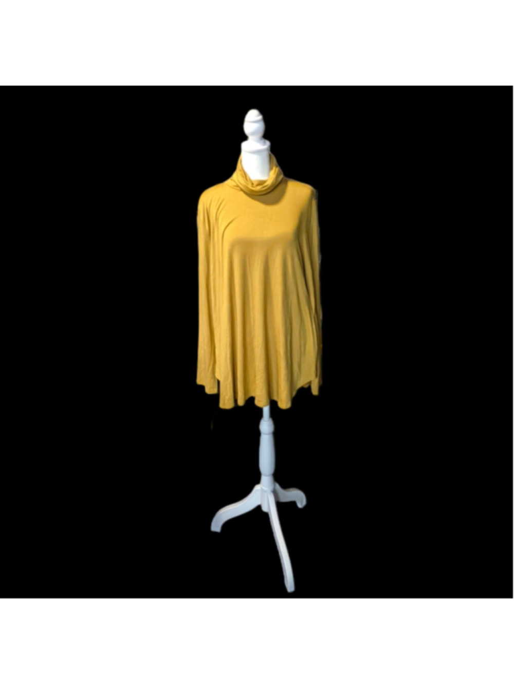 NWOT Azules Mustard Yellow Cowl Neck Tunic Top (XL)